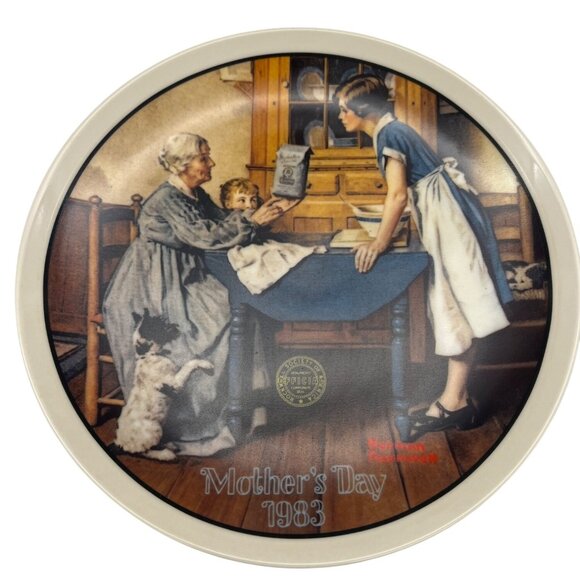 Knowles 1983 Norman Rockwell Mother’s Day Plate Add Two Cups Bradex 84-R70-2.8 - Picture 2 of 6